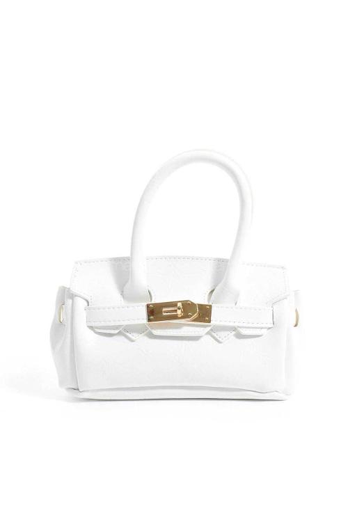 Lamelif Elly Tokalı Gold Askılı Çapraz Çanta Beyaz
