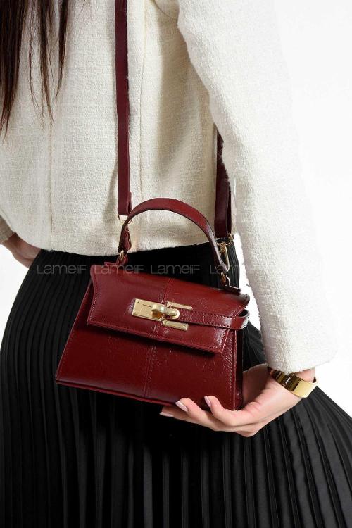 Lamelif Anastasia Model Kadın El Ve Omuz Çantası Bordo