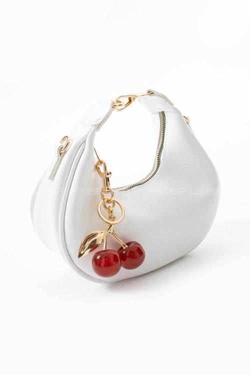 Lamelif Betty Model Charm Hediyeli Kadın El Ve Omuz Çantası Beyaz