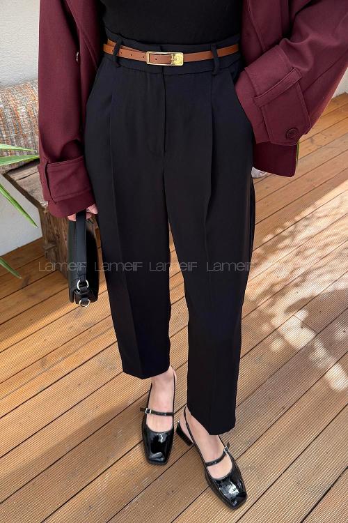 Lamelif Havuç Pantolon Siyah