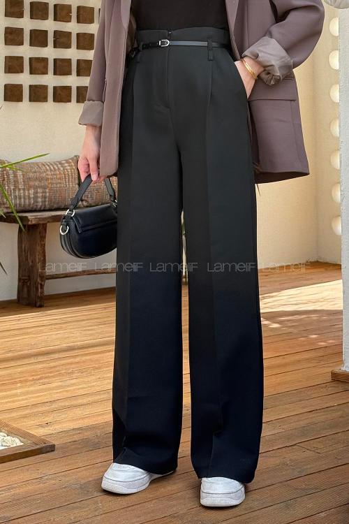 Lamelif Yüksek Bel Pantolon Siyah