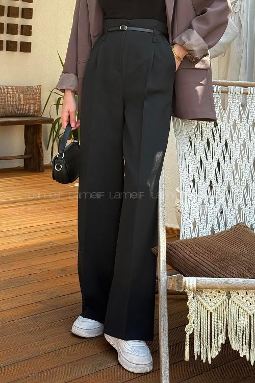Lamelif Yüksek Bel Pantolon Siyah