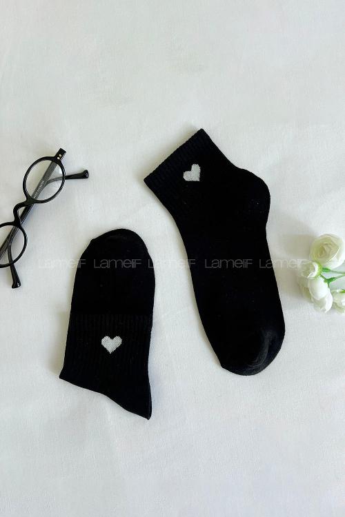 Lamelif Yarım Konç Kalpli Çorap