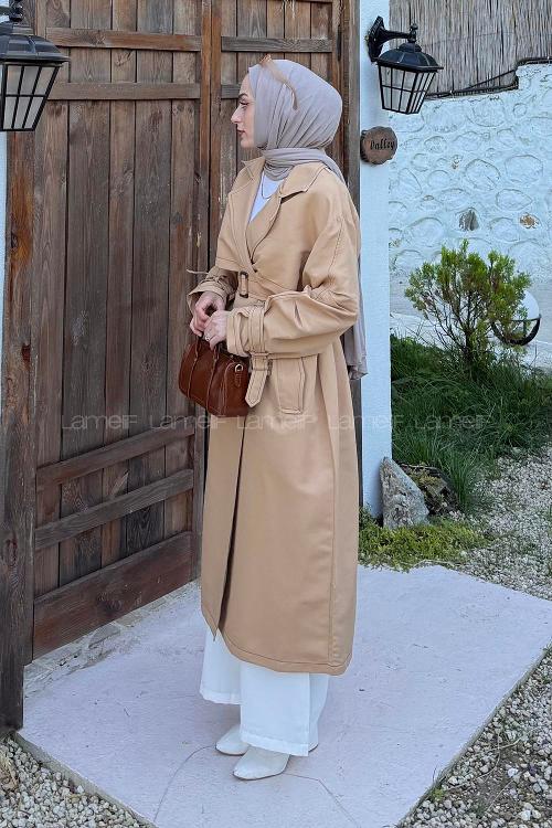 Mink Long Arm Lycra Trench Coat