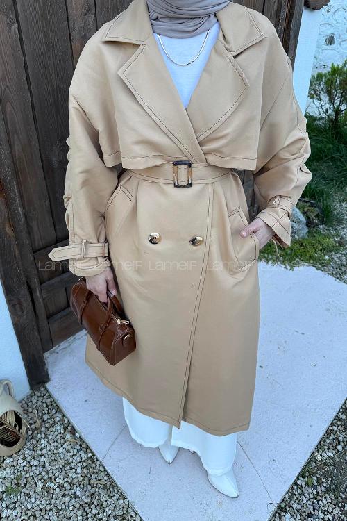 Mink Long Arm Lycra Trench Coat