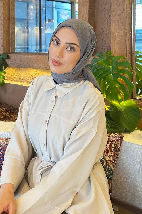 Lamelif Bambu Eşarp K oyu Gri