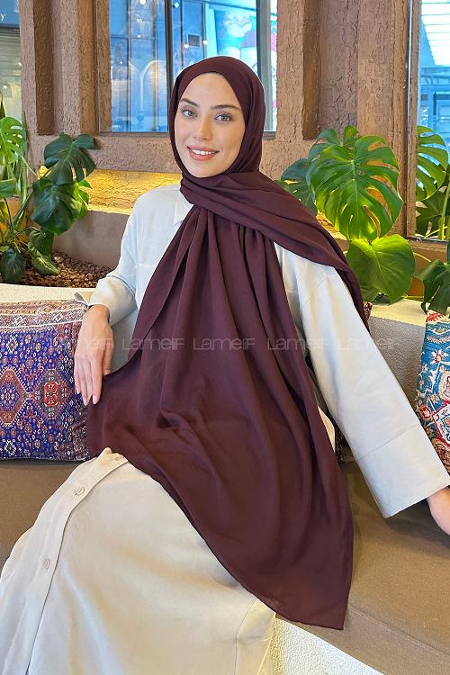 Burgundy Black Cotton Straight Shawl