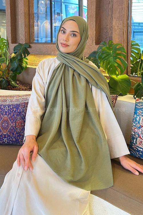 Lamelif Comfort Pamuk Şal Asker Yeşili