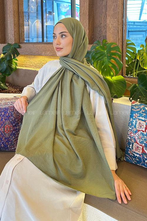 Lamelif Comfort Pamuk Şal Asker Yeşili