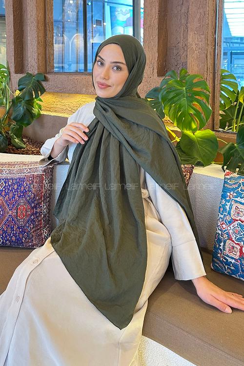 Lamelif Comfort Pamuk Şal Koyu Yeşil