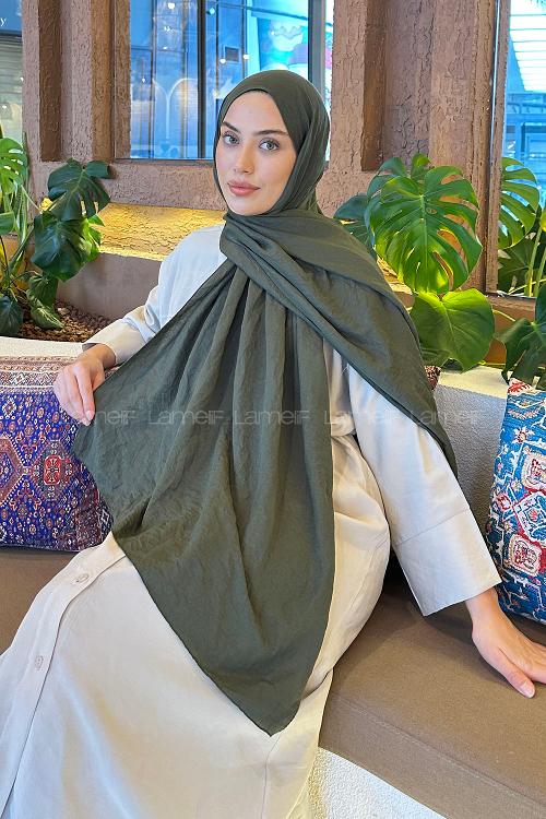 Lamelif Comfort Pamuk Şal Koyu Yeşil