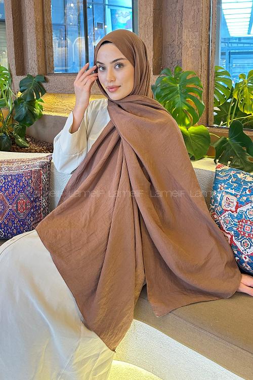 Brown With Milk Cotton Straight Shawl