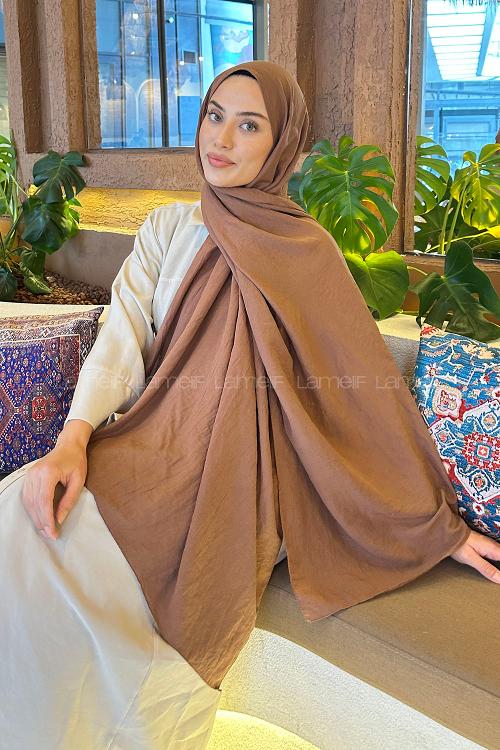 Brown With Milk Cotton Straight Shawl