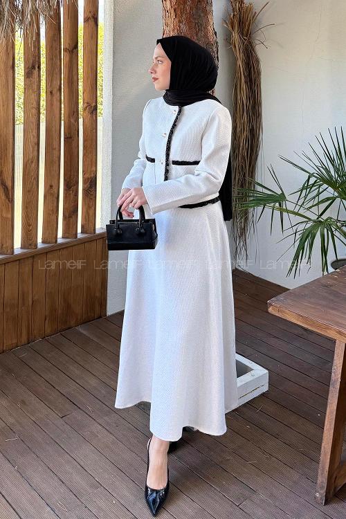 Lamelif Garni Detaylı Tüvit Takım Bej