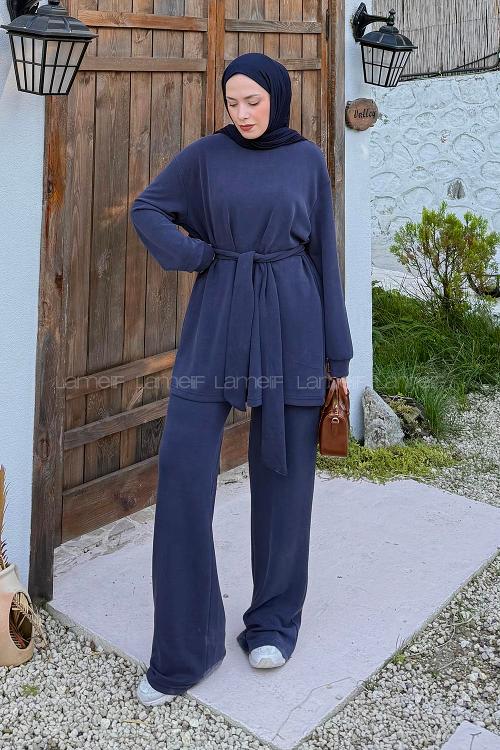 Lamelif Oysho Bağlama Detaylı İkili Takım Lacivert