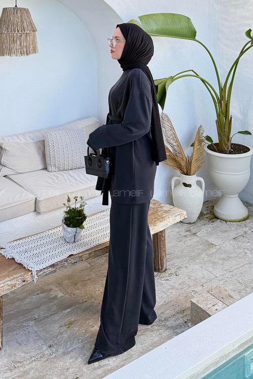 Lamelif Oysho Bağlama Detaylı İkili Takım Siyah