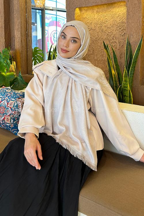 Lamelif Etnik Retro Desen Kaşmir Çift Taraflı Şal Taş