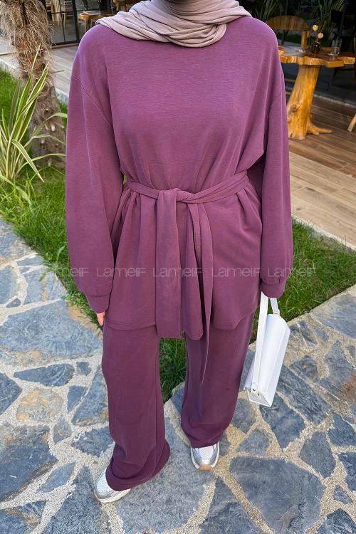 Lamelif Oysho Bağlama Detaylı İkili Takım Bordo