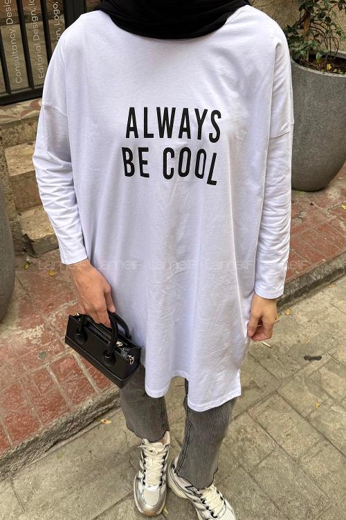 White Crew Neck Cotton Tunic