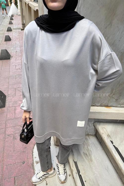 Gray Crew Neck Two Threads Tunic