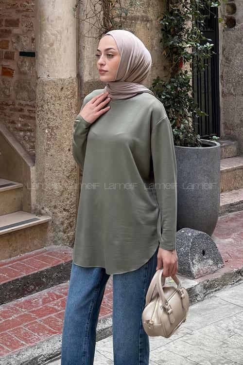 Lamelif Basic Sweat Haki