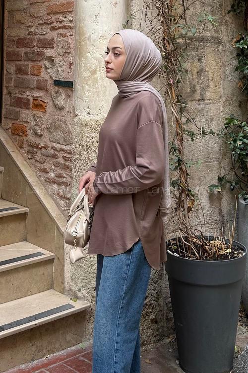 Lamelif Basic Sweat Kahverengi