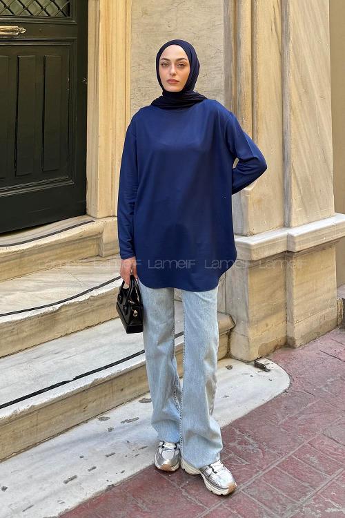 Lamelif Basic Sweat Lacivert