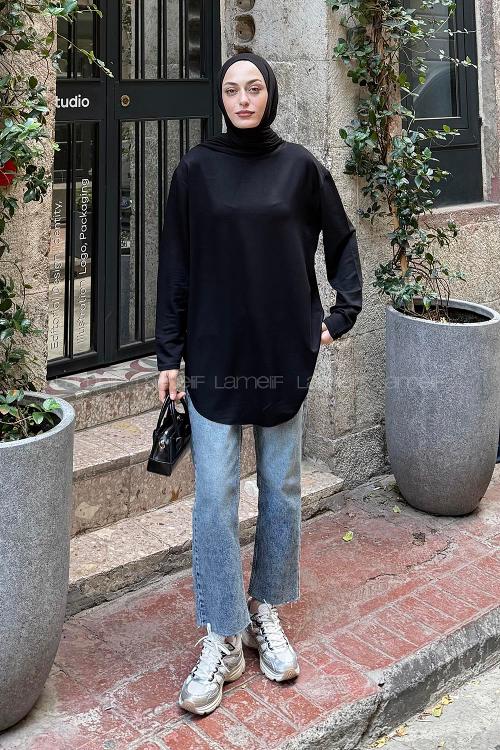 Lamelif Basic Sweat Siyah