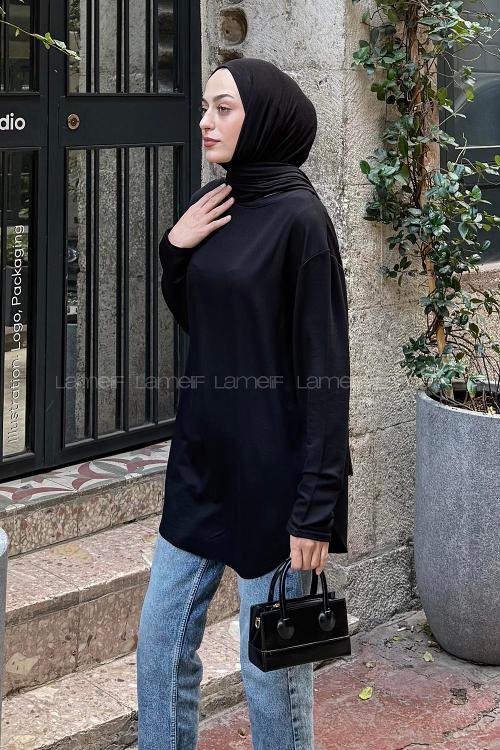 Lamelif Basic Sweat Siyah