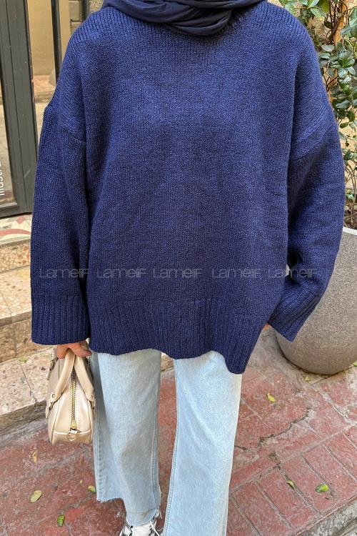 Lamelif Geniş Kollu Kazak Lacivert