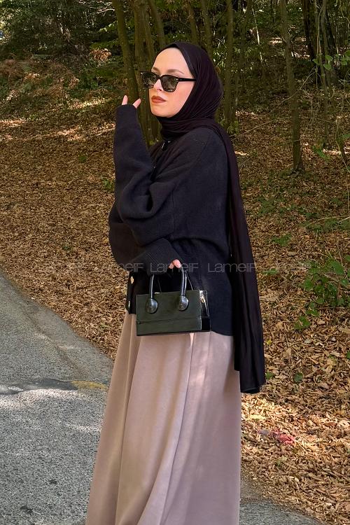 Lamelif Gold Düğme Detaylı Hırka Siyah