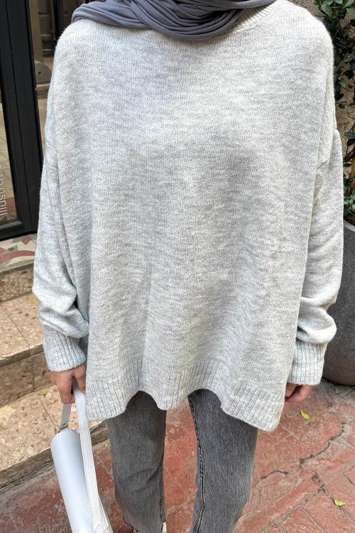 Lamelif Salaş Dokulu Kazak Gri