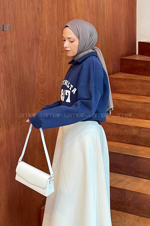 Lamelif Kappa Delta Baskılı Sweatshirt Lacivert