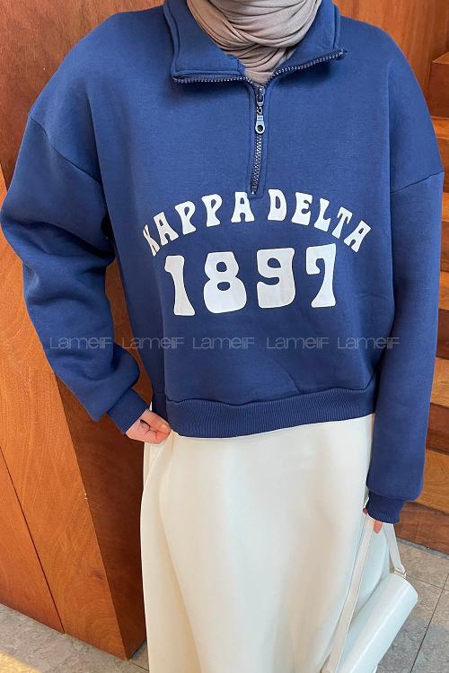 Lamelif Kappa Delta Baskılı Sweatshirt Lacivert