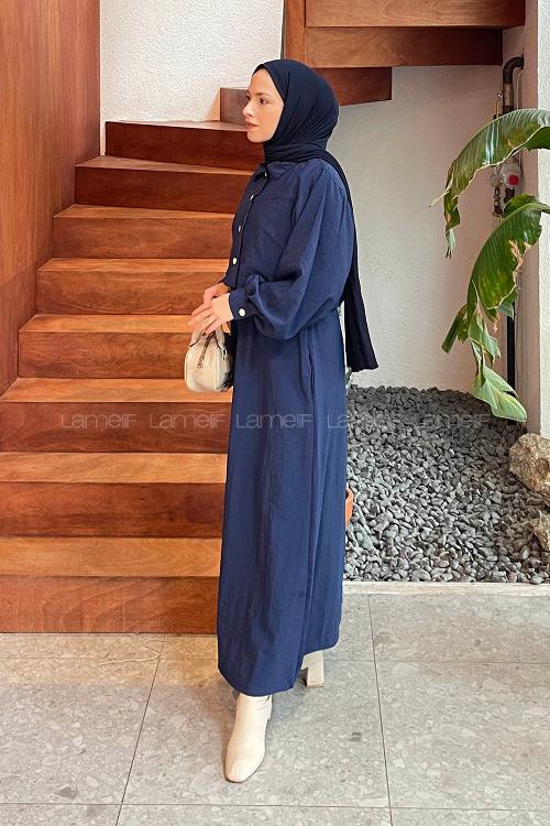Lamelif Üst Ceket Jile Tesettür Takım Lacivert