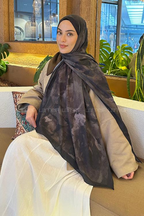 Lamelif Gül Desen Bambu Şal Koyu Yeşil