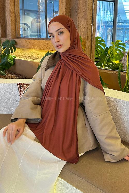 Modalamelif Koyu Kiremit Penye Şal