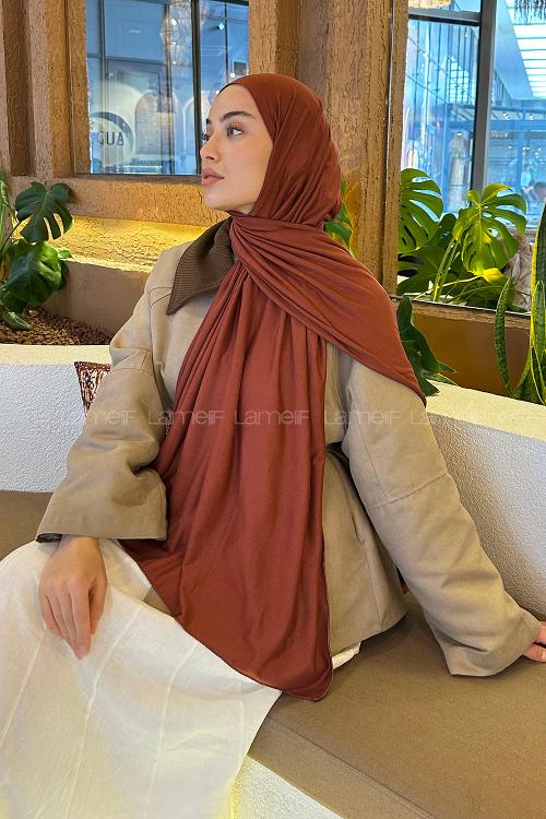 Modalamelif Koyu Kiremit Penye Şal