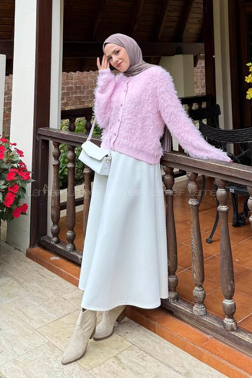 Lamelif Sakallı Hırka Pembe