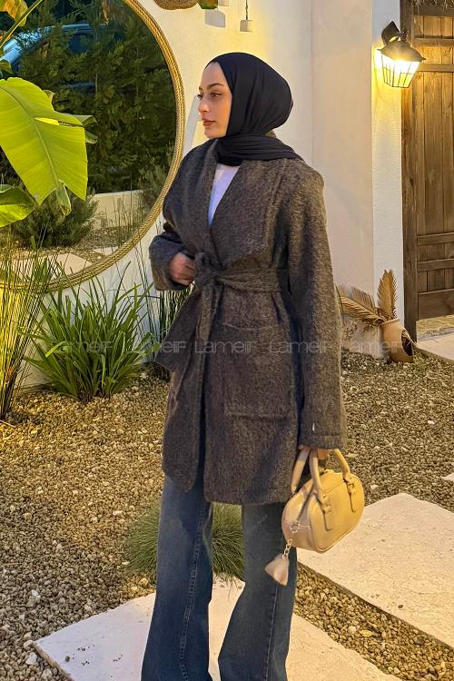 Lamelif Kuşaklı Kaban Antrasit