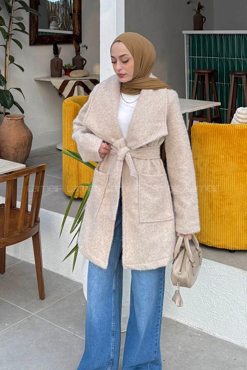 Lamelif Kuşaklı Kaban Taş Rengi