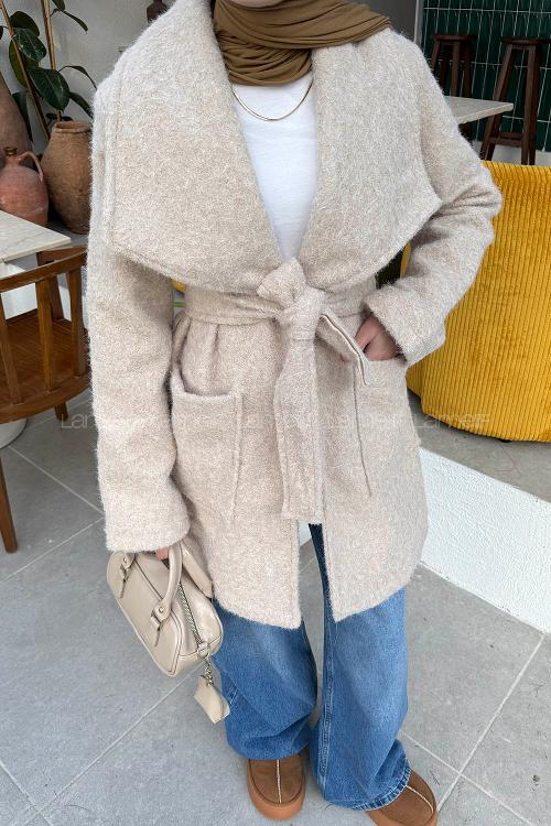 Lamelif Kuşaklı Kaban Taş Rengi