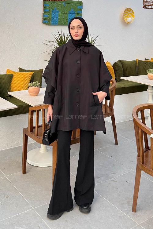 Lamelif Panço Kesim Ceket Siyah