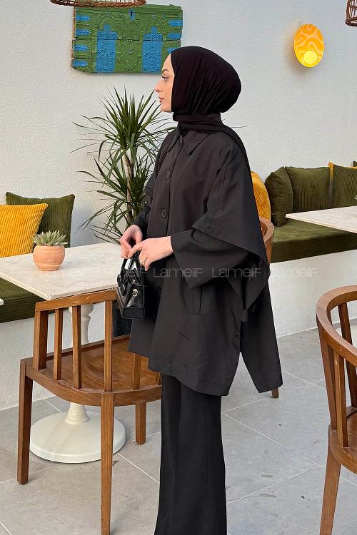 Lamelif Panço Kesim Ceket Siyah
