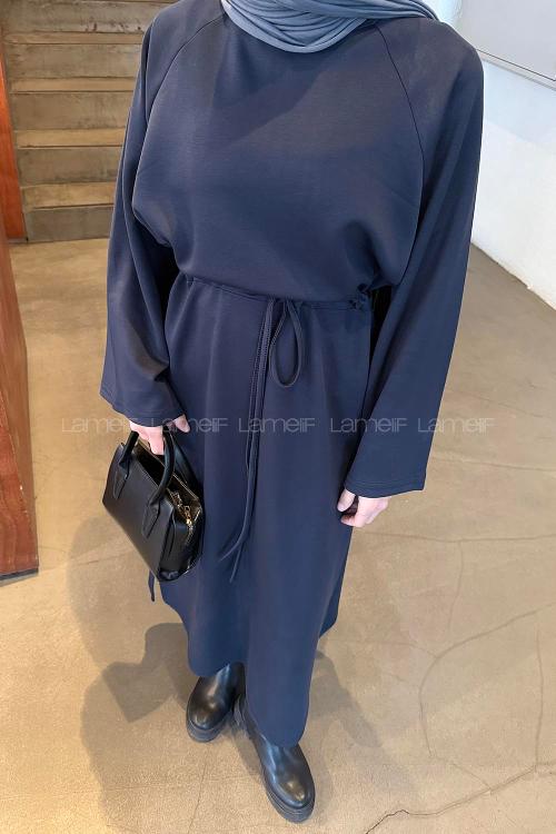 Anthracite Crew Neck Cotton Elastan Dresess