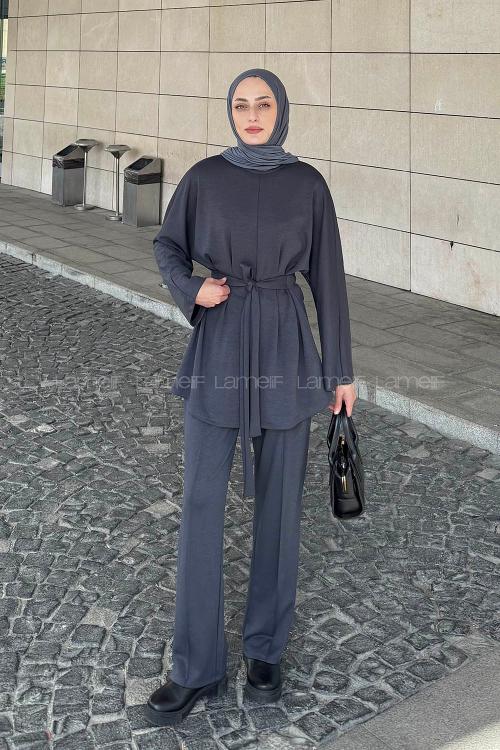 Lamelif Belden Oturtmalı İkili Takım Antrasit