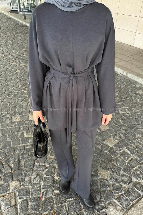 Lamelif Belden Oturtmalı İkili Takım Antrasit