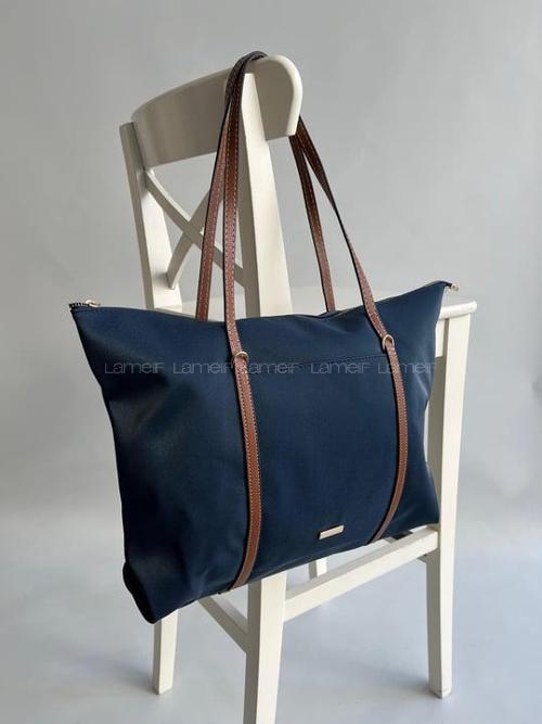 Lamelif Şeritli Shopper Kadın Omuz Çantası Lacivert