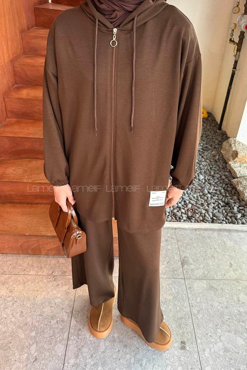 Lamelif Arma Detaylı İkili Takım Acı Kahve