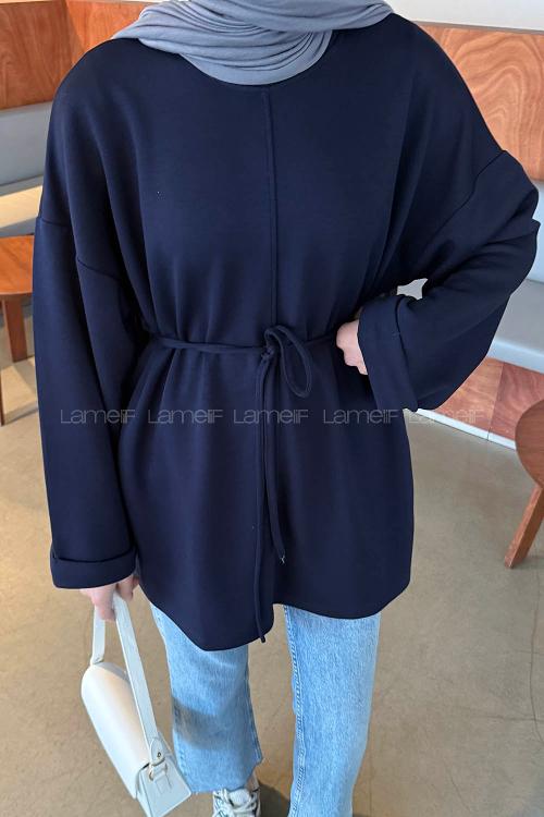 Lamelif Bağlama Detaylı Sweat Lacivert